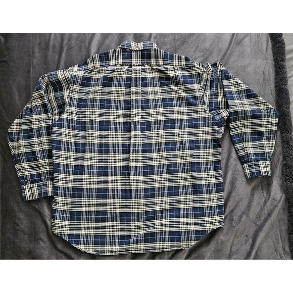 Ralph Lauren Men's Plaid Blue White Long Sleeve Button-Up Flannel Shirt XL - Picture 3 of 6